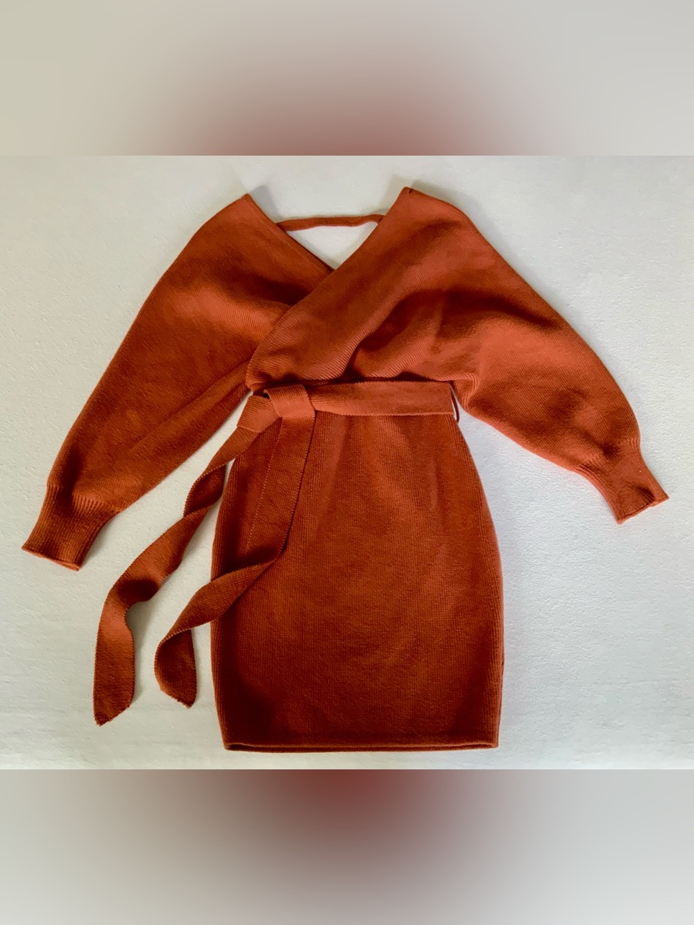 Lulus Modena Rust Brown Dolman Sleeve Bodycon Sweater Dress Size S